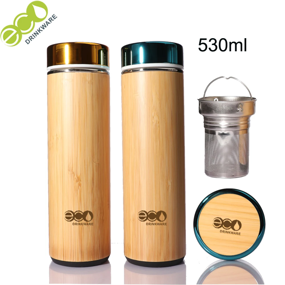 Gb8067 530ml/17oz Natural Stainless Steel Bamboo Vacuum Insulated ...