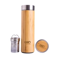 

500ml Double Wall bamboo Stainless Steel Vacuum thermos flask with mesh infuser