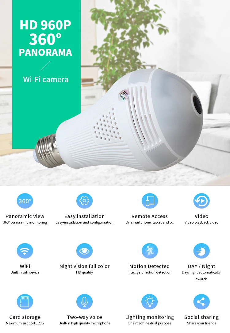 loosafe wifi camera lamp panoramic surveillance ip camera