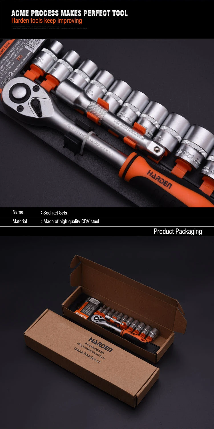 Oem/odm 13pcs 10mm Sockets Professional Chrome Vanadium Handle Socket