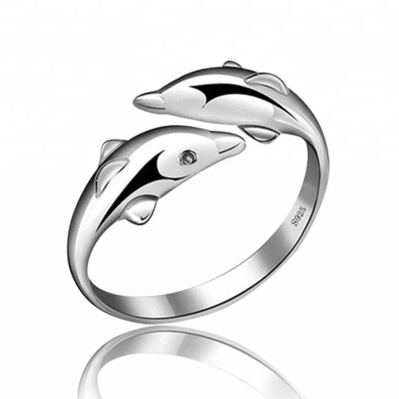 

Child Jewelry Lovely Animal Ring 925 Sterling Silver Dolphin Rings, White