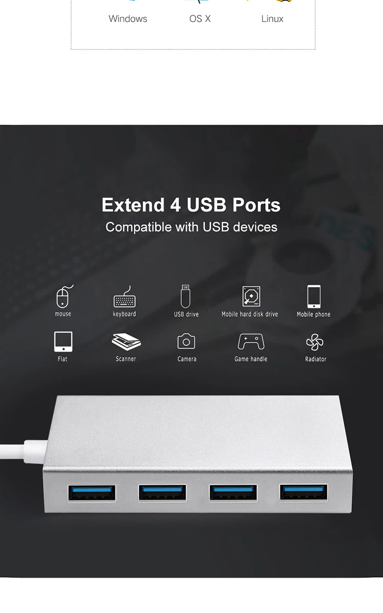 USB 2.0 3.0 Extending Adapter 4 Ports usb hub