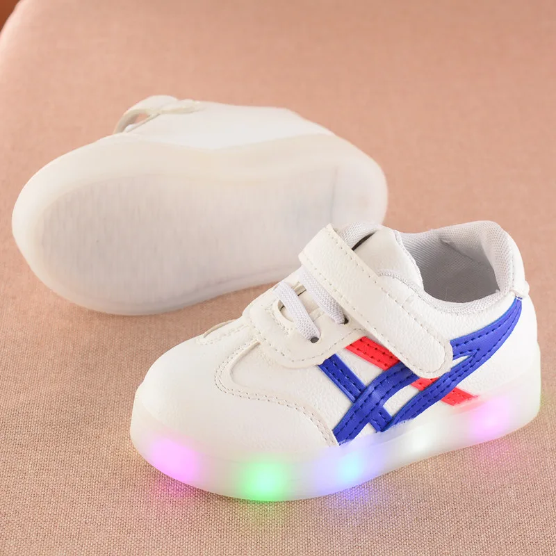

New arrival fashion kids stripe led shoes, Red/blue/black