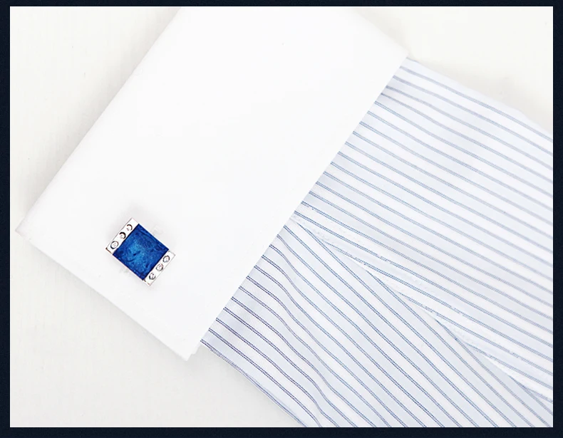 Muduh Collection French shirt cufflinks for mens Brand Blue Enamel Cuff link Male Luxury Wedding Button High Quality Free Shipping