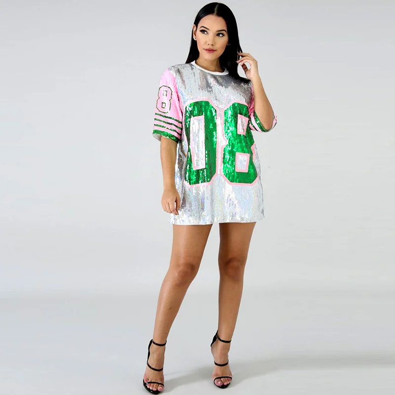 

Fashion Women Shirt custom performance ladies Summer sequin hip hop t-shirts, White silver