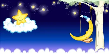 Little Star And Moon Peaceful Picture Wallpaper For Kids Room