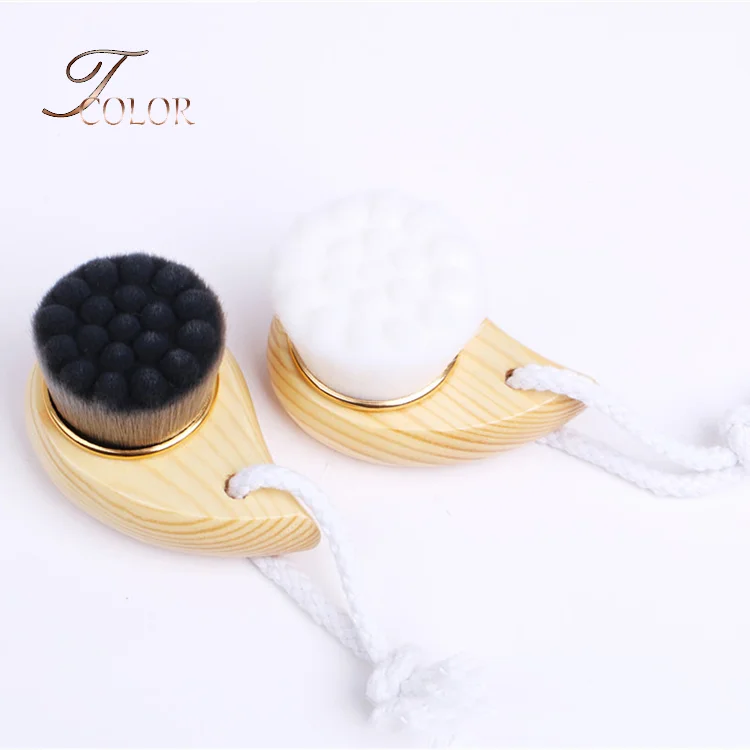 Bamboo Charcoal Cleaning Tool Face Massage Comma Wood Handle Facial Clean Brush