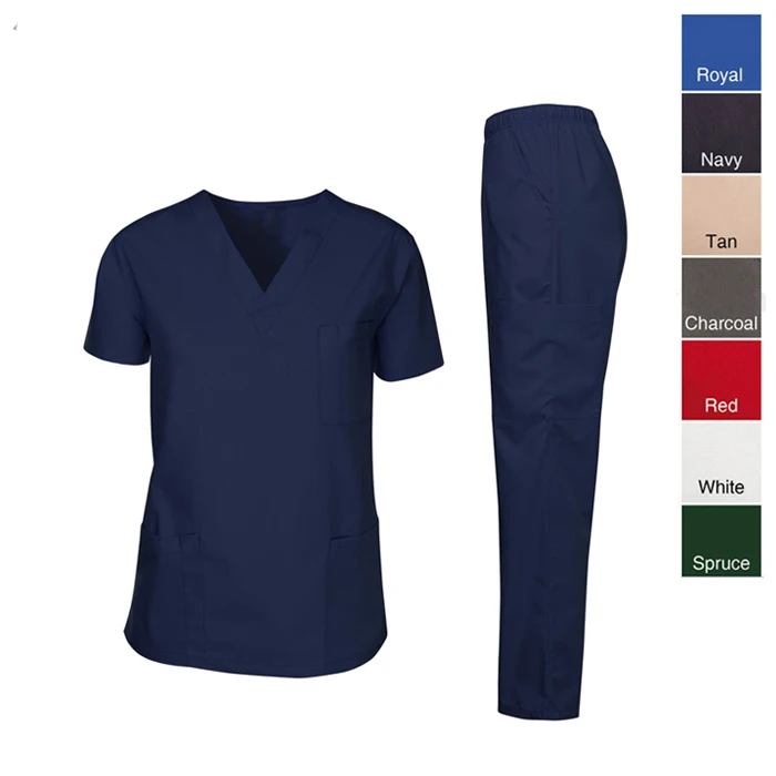 

Surgical Suits High Quality 100% Cotton Doctor Scrub Sets Long Sleeve Hospital Work Wear Women And Men Labor Coat Sets, White,blue,black, navy blue, pink. or customerized