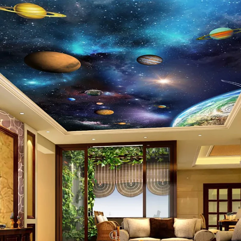 Factory Wholesale 3d Ceiling Planet Wallpaper For The Kids Room