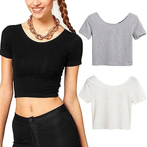 

OEM China Supplier in Bulk 100% Cotton blend Jersey blank White black Crop Top, N/a