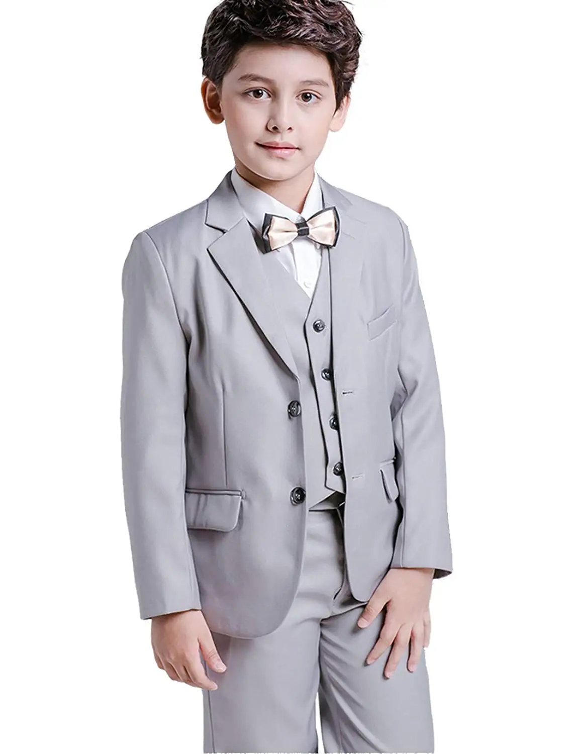 SK Studio Boys 5 Pieces Wedding Solid Color Dress Formal Suits