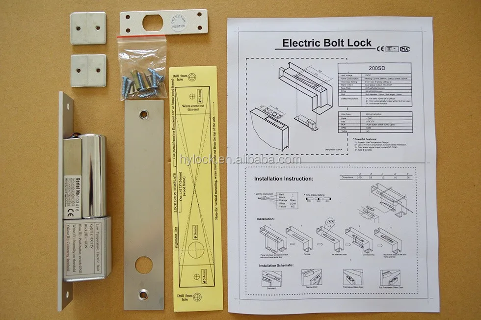 12v Pure Copper Fail Secure Double Line Electric Drop Bolt Lock With