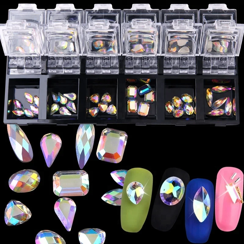 

2021 Wholesale 12 jars Nail Art Shining Design stone decoration crystal rhinestone