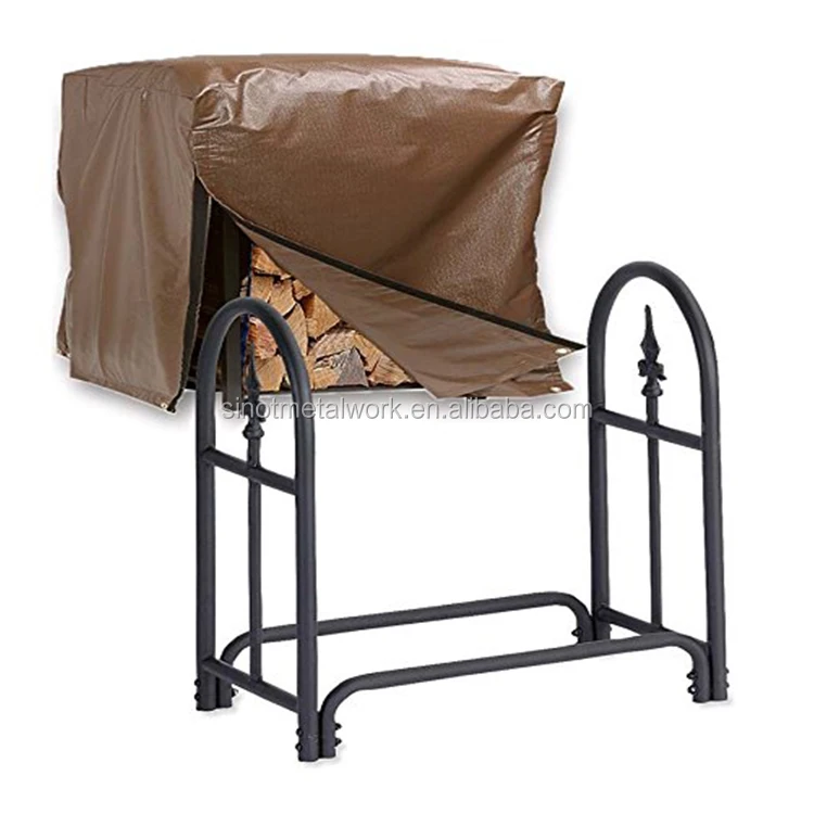 Fireplace Accessory Metal Smart Log Holder Rack With Cover Indoor