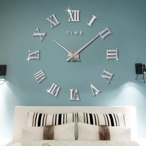 

Trendy Household 3D Diy Wall Clock, Silver;black;gold;tea brown