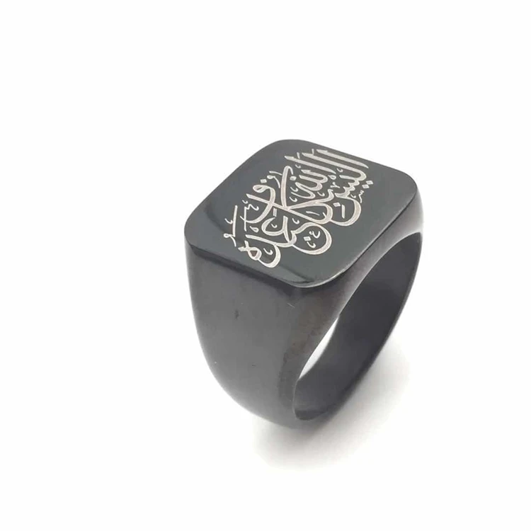 

Saudi gold rings men's jewelry islamic engraved black rings for men, N/a