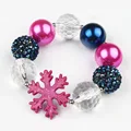 Free Shipping High Quality Child Beaded Bracelets Snow Flake Charm Clear Crystal Elastic Strand Bangle Bubblegum