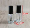small empty 3ml 1/10oz square transparent 13mm neck nail oil glass brush bottle,mini nail polish sample glass brush bottle