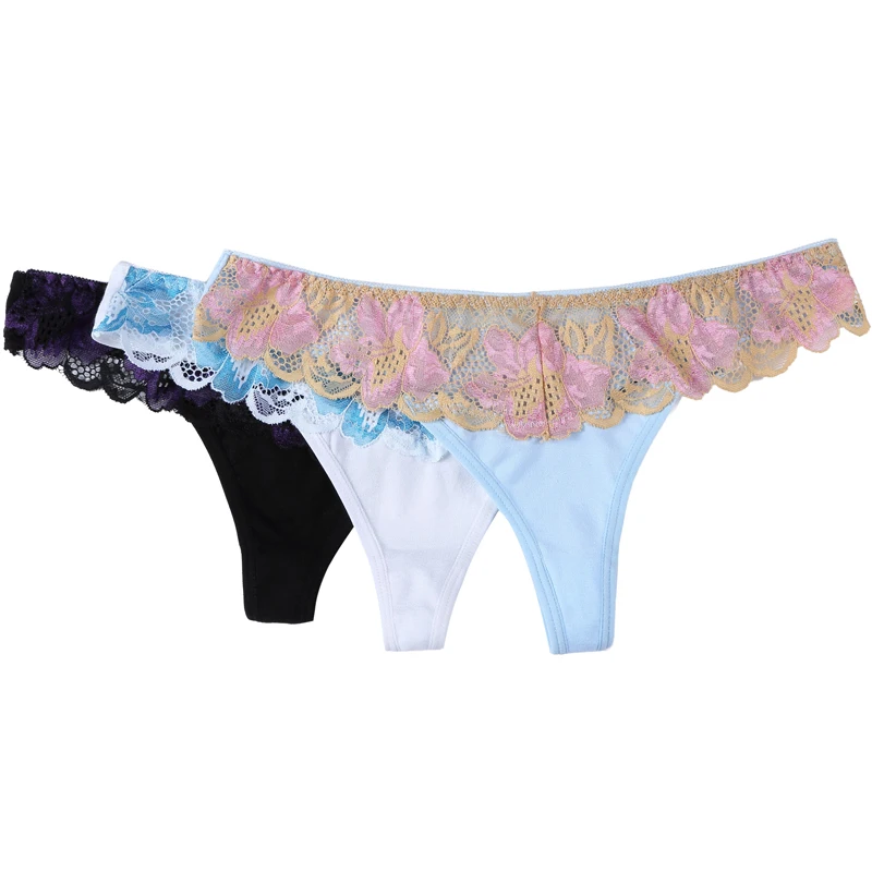

Beautiful Embroidery Ladies's Panties Lace Sexy G-string Underwear Jacquard Weave Briefs for Women