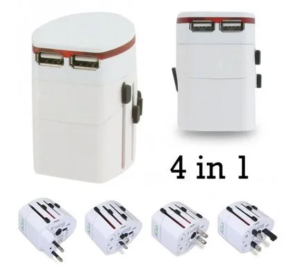 

Universal travel charger adapter, White/ black