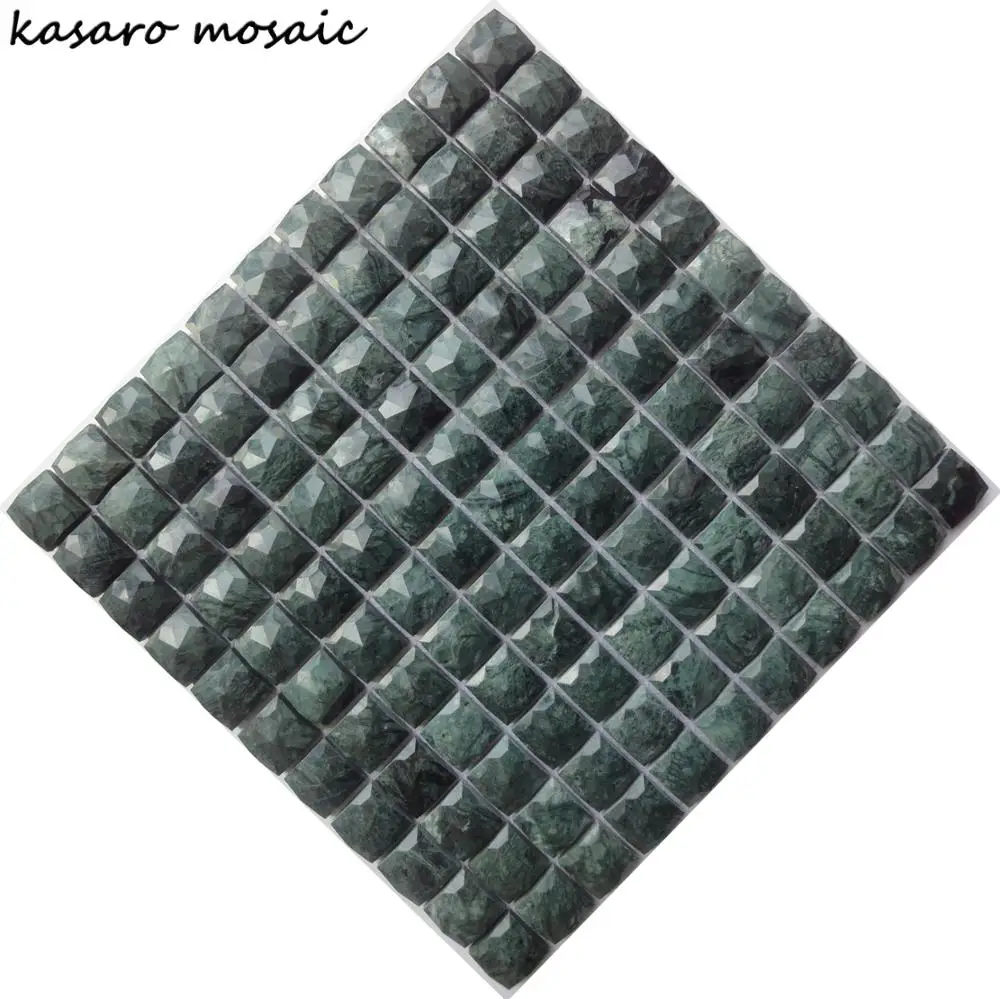 3D Dark Green Marble Mosaic Tile ,factory square stone mosaic