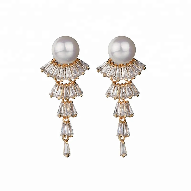 

Free Sample Jewelry Deep Sea Pearl Fashion Earrings Women, White, gold, gray