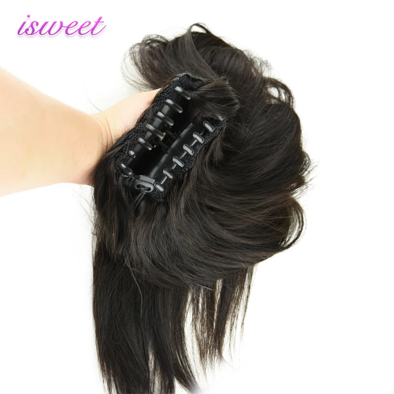 

Double drawn claw clip human hair ponytail extensions, Natural color