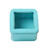 Top clear pvc window blank tin cans tiny tin containers small gift tins wholesale made of square shape