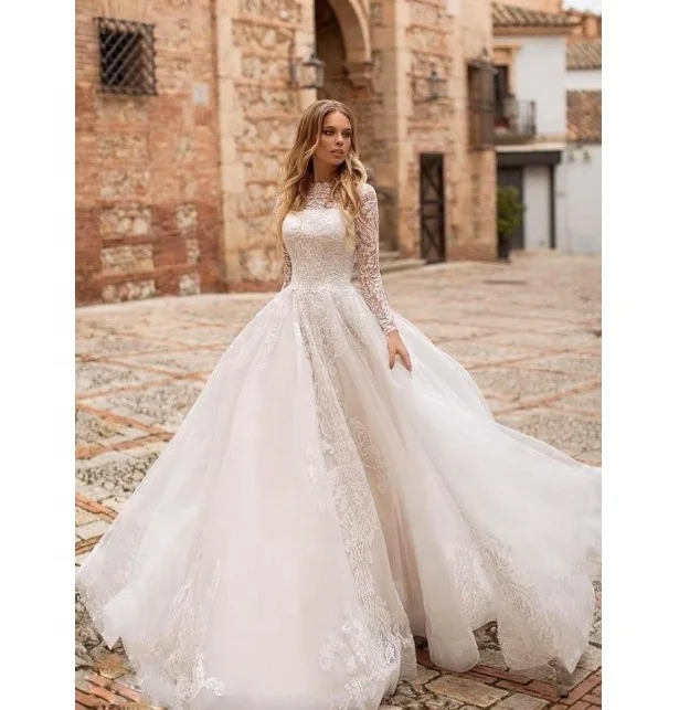 

Luxury Customized Wedding Gown Lace Ball Gown Bridal Dress, Ivory/white