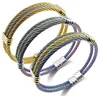 stainless steel elastic flexible cable cuff bangle fashion colorful twine steel fibre bangle double cable wire bangle