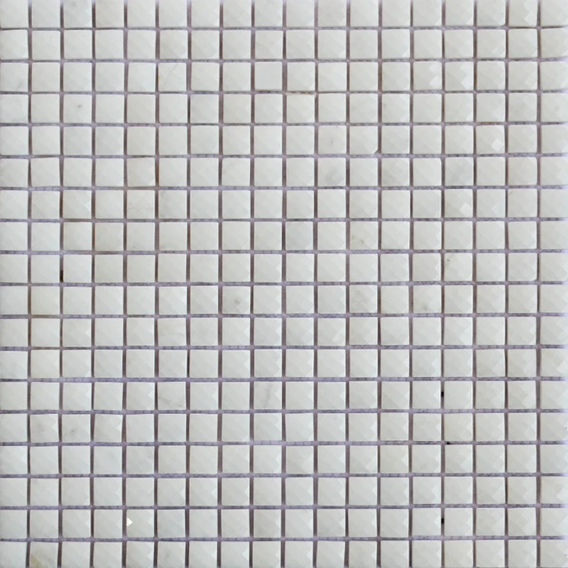 white marble split face waterjet mosaic