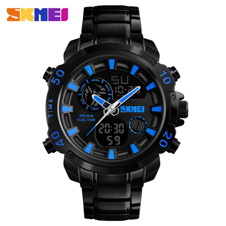 

SKMEI 1306 Outdoor Sports Man Watch Military Chronograph Water Resistant Calendar Stainless Alarm Men Watches