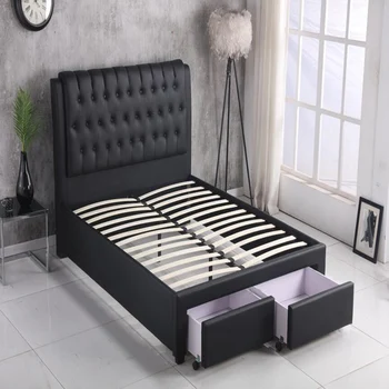 Bedroom Furniture 2 Drawers Leather Bed Sleigh Bed Double Bed