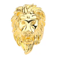 

Fashion Rock HipHop Golden Power Lion Head brass copper Punk Men's biker Ring