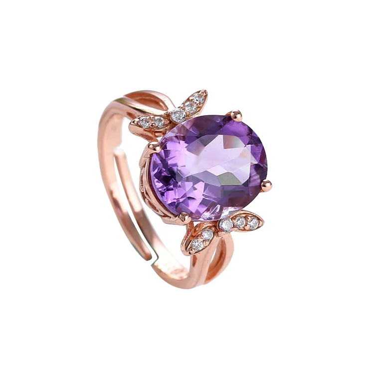 

gemstone jewellery manufacturer wholesale new design trendy genuine purple amethyst 925 sterling silver natural crystal ring