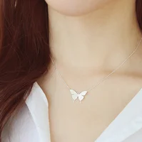 

925 sliver fashion simple and temperament cute sliver butterfly shape necklace women
