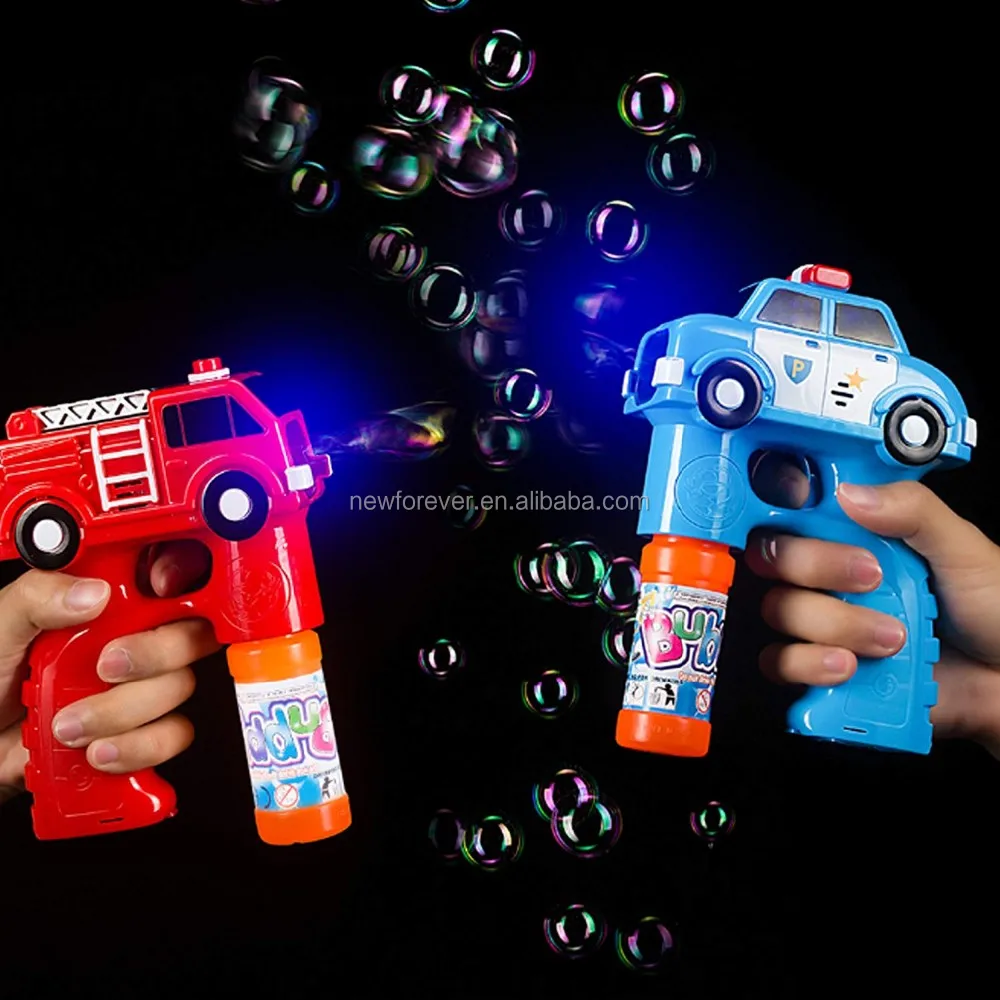 Train style Red Bubble Gun Blower Blaster w/ Flashing LED Lights  