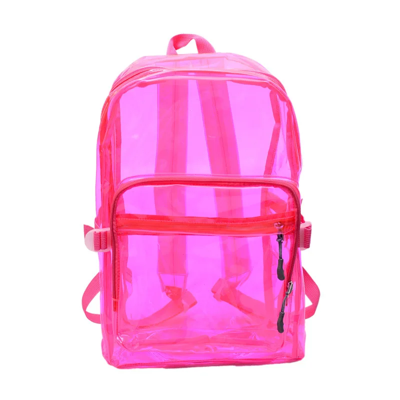 Waterproof transparent pvc beach bag colorful colorful plastic school backpack