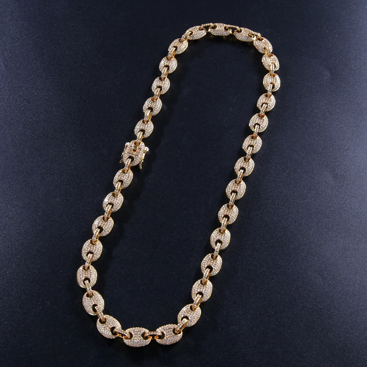 

Bead Necklace Men Gold Silver Chain Necklace Jewelry Wholesale Cubic Zirconia Hiphop Style 2019 Pendant Necklace Yellow Gold