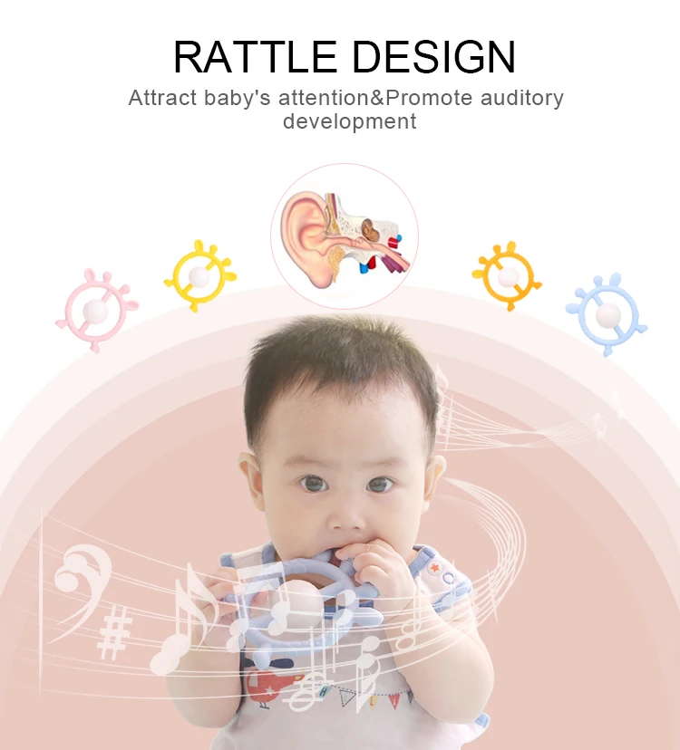 Hot Sale Safe Sensory Silicone Baby Rattle Teether Toy Set Buy Hot