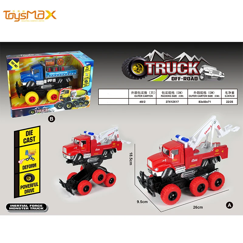 2019 hotsale Double Inertia Power Metal Rescue Truck Toys Diecast deformation toy truck