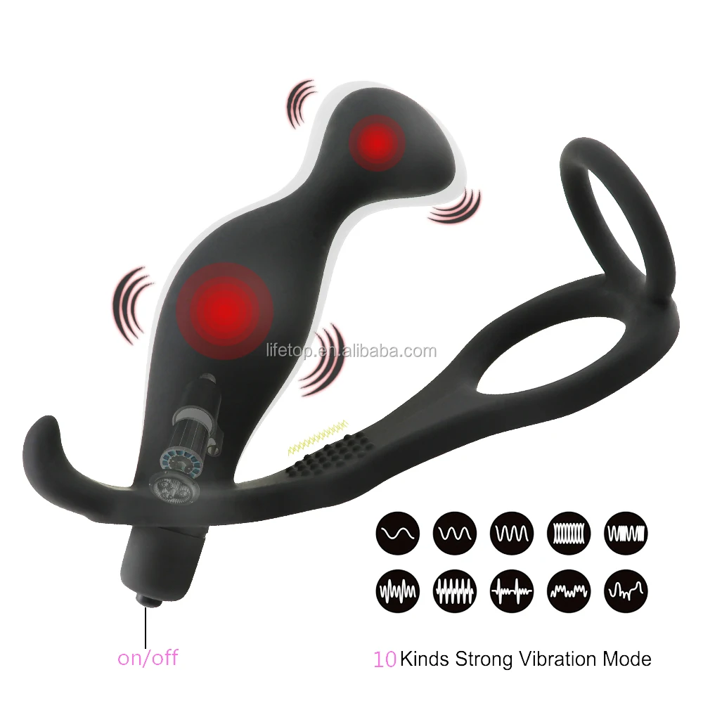 10 Mode Vibrating Man Prostate Massager With Cock Ring And Balls Ring