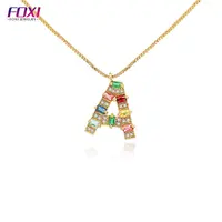 

2019 hot sale jewelry gold plated rainbow letter initial pendant necklace