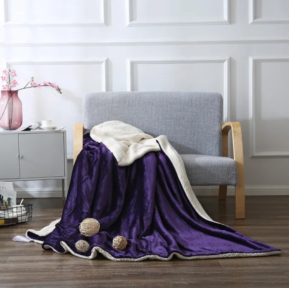 

Double-sided Super Soft Flannel Sherpa Thick Warming Winter Cashmere Blanket, As picture
