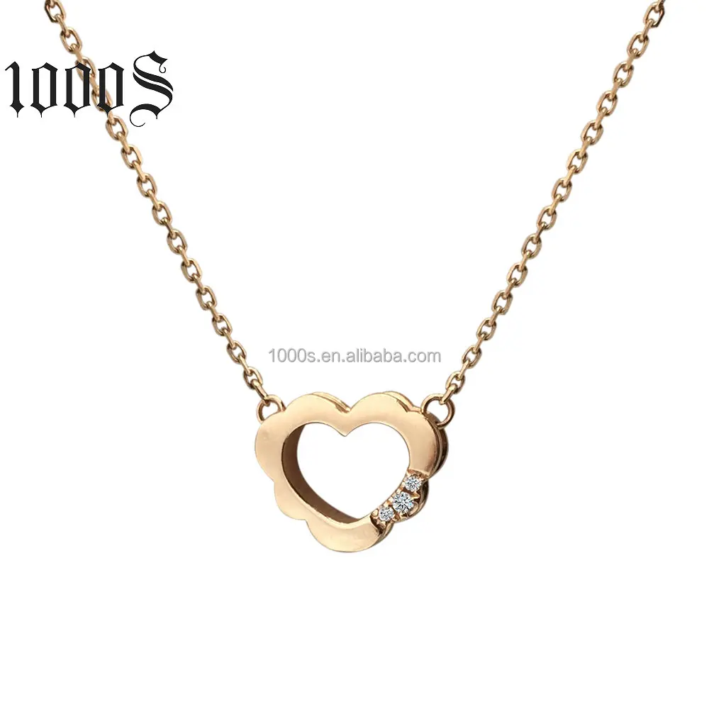 

Unique fashion 18K real rose gold necklace with diamond as women gift or love memory weeding