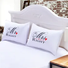 One Pair MR and MRS Pillowcases Personalised Pillow Cases for Him or Her Romantic Anniversary Wedding Valentine’s Gift