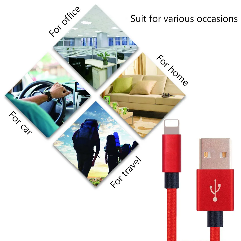 Custom Braided USB Cable 3 Meter /10FT Durable Nylon Braided Charging Cable for iPhone Charger - ANKUX.COM