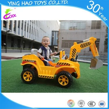 Kids Ride On Excavator Truck 12V Battery Powered With Front Loader Digger Yellow 