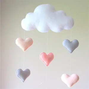 Image of 2019 New Arrival Wholesale Felt Material Love Heart Cloud Raindrop Hanging Decoration for Kids Room Decor