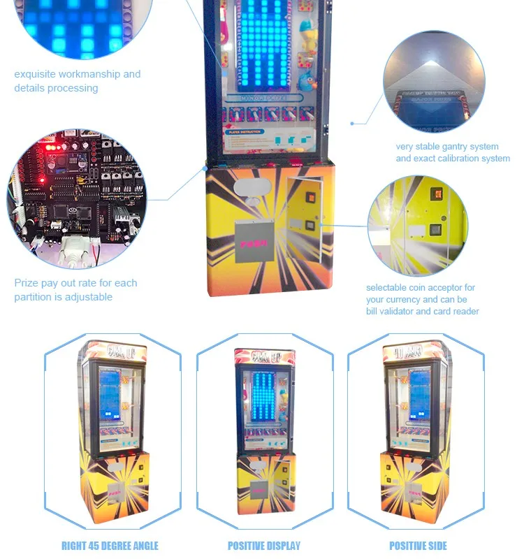 Coin Operated Pile Up Brick Plush Stacker Prize Vending Arcade Game